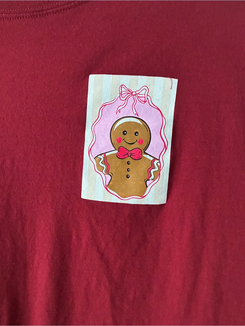Simply Southern Dark Red Long Sleeve Graphic Shirt Size M Gingerbread Christmas - Picture 3 of 10
